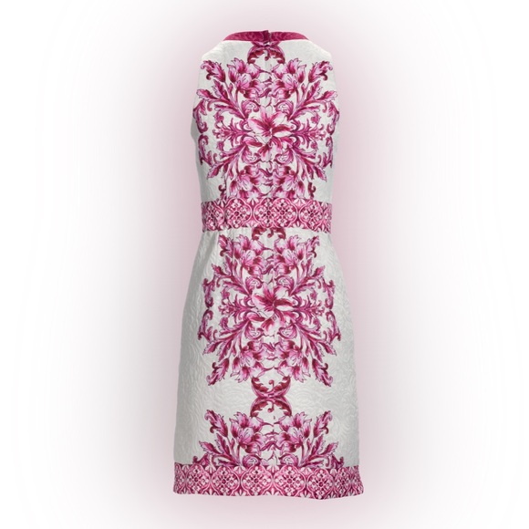 Boston Proper Tile Print Textured Jacquard Sheath Dress Size 14 - Picture 3 of 8